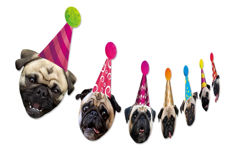 Silvima Pug Birthday Banner & Garland - Pug Bday Party Decoration - Image 1